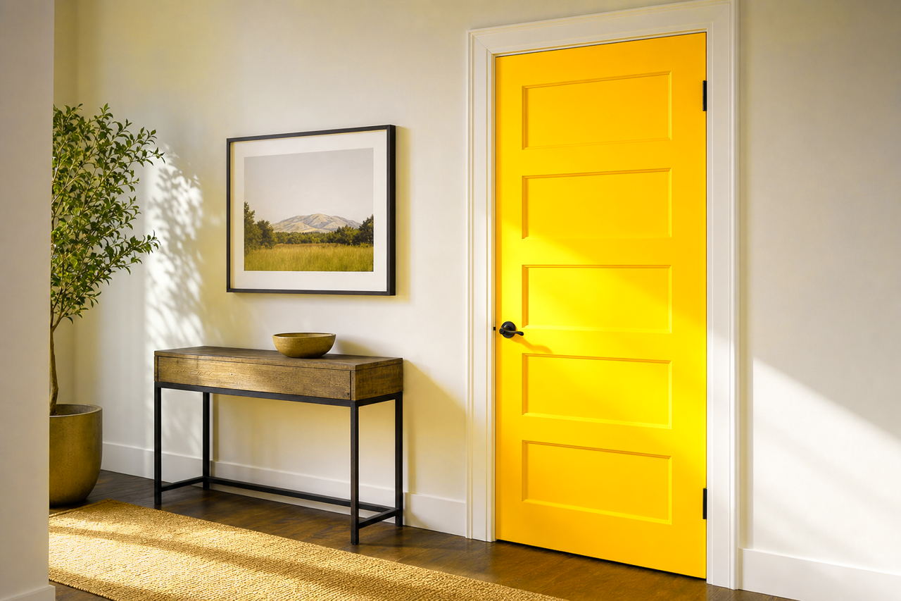 Forsythia by Sherwin-Williams on interior-doors