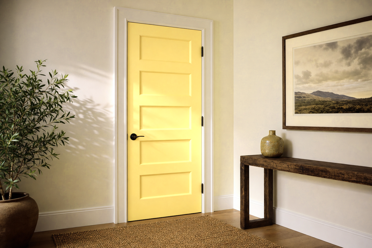 Fun Yellow by Sherwin-Williams on interior-doors