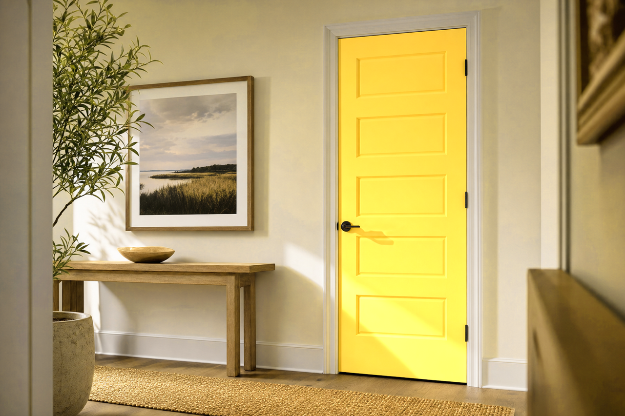Lemon Twist by Sherwin-Williams on interior-doors