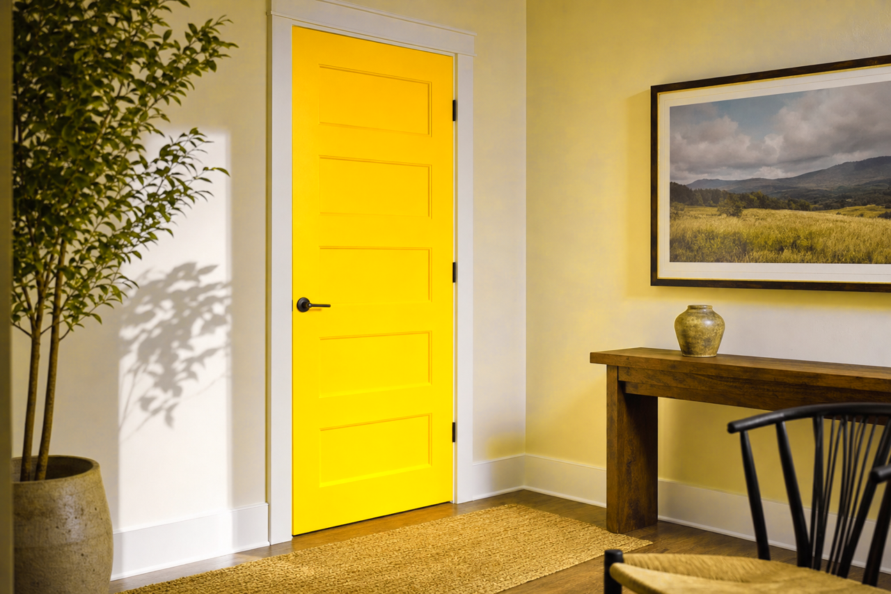 Confident Yellow by Sherwin-Williams on interior-doors