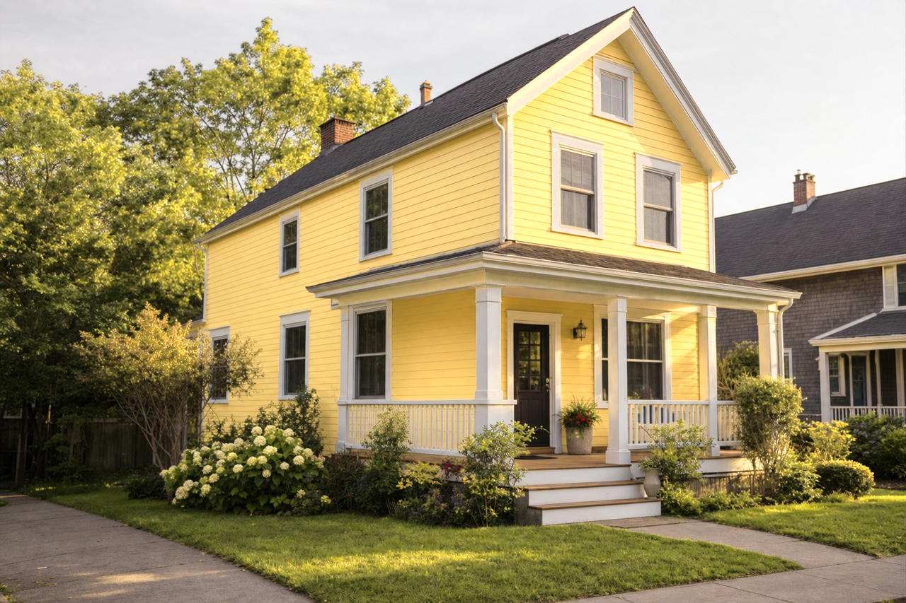 Funky Yellow by Sherwin-Williams on exterior
