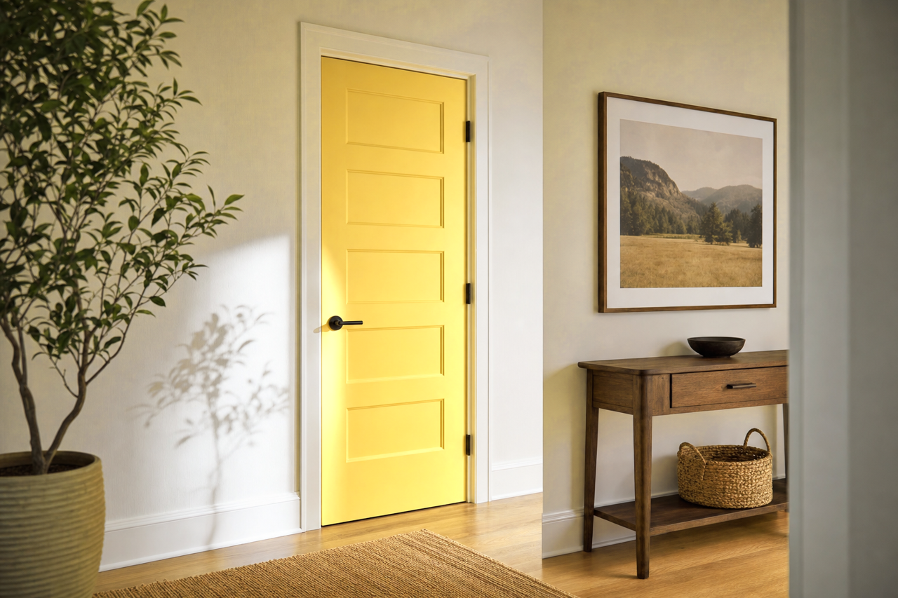 Funky Yellow by Sherwin-Williams on interior-doors