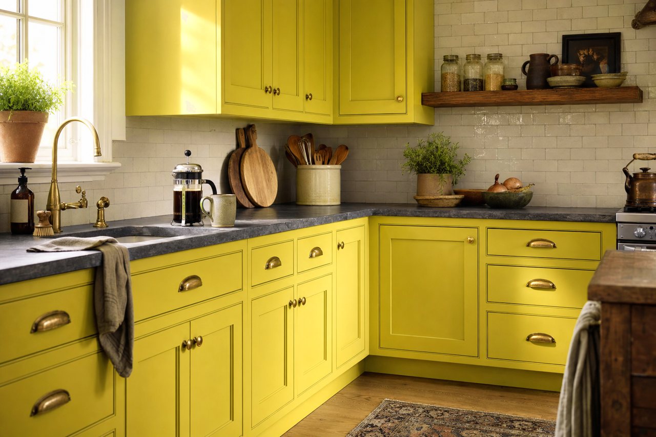 Humorous Green by Sherwin-Williams on cabinets
