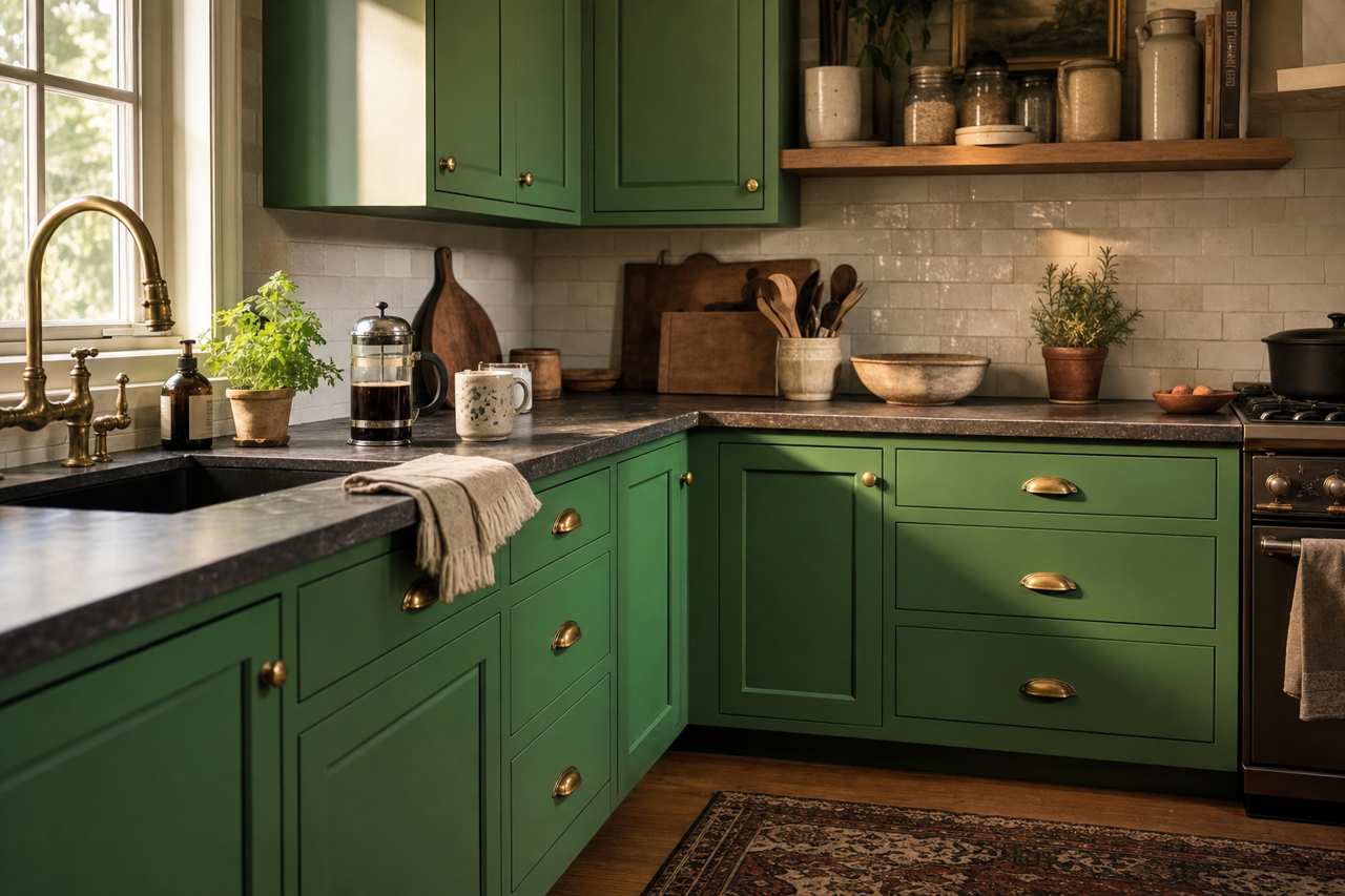Envy by Sherwin-Williams on cabinets