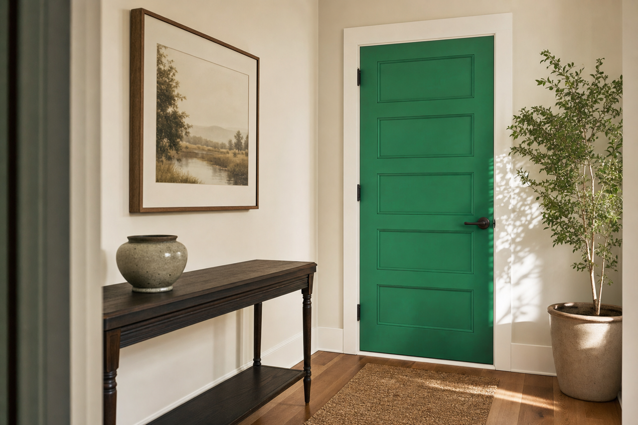Lucky Green by Sherwin-Williams on interior-doors