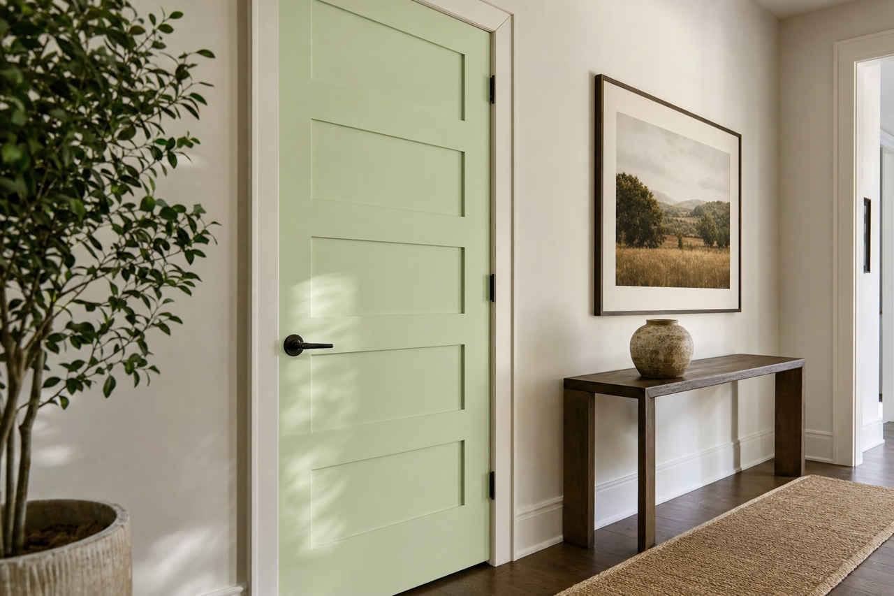 Green Vibes by Sherwin-Williams on interior-doors