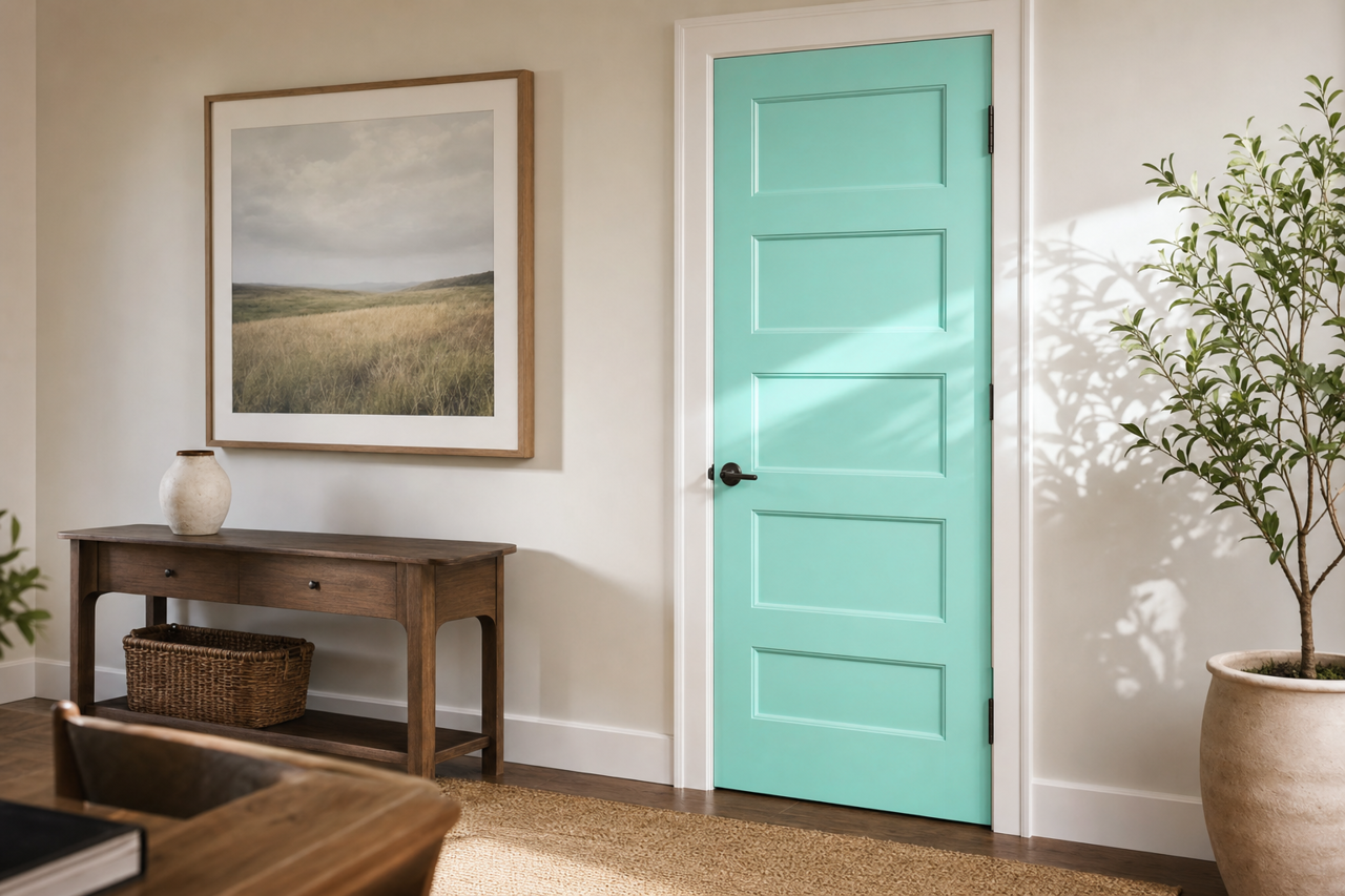 Tantalizing Teal by Sherwin-Williams on interior-doors