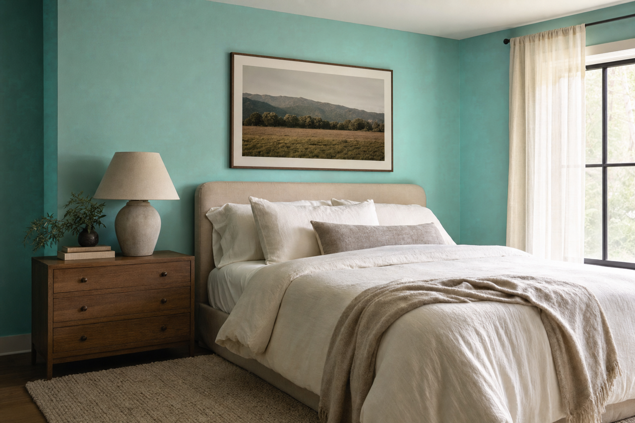 Tantalizing Teal by Sherwin-Williams on interiors