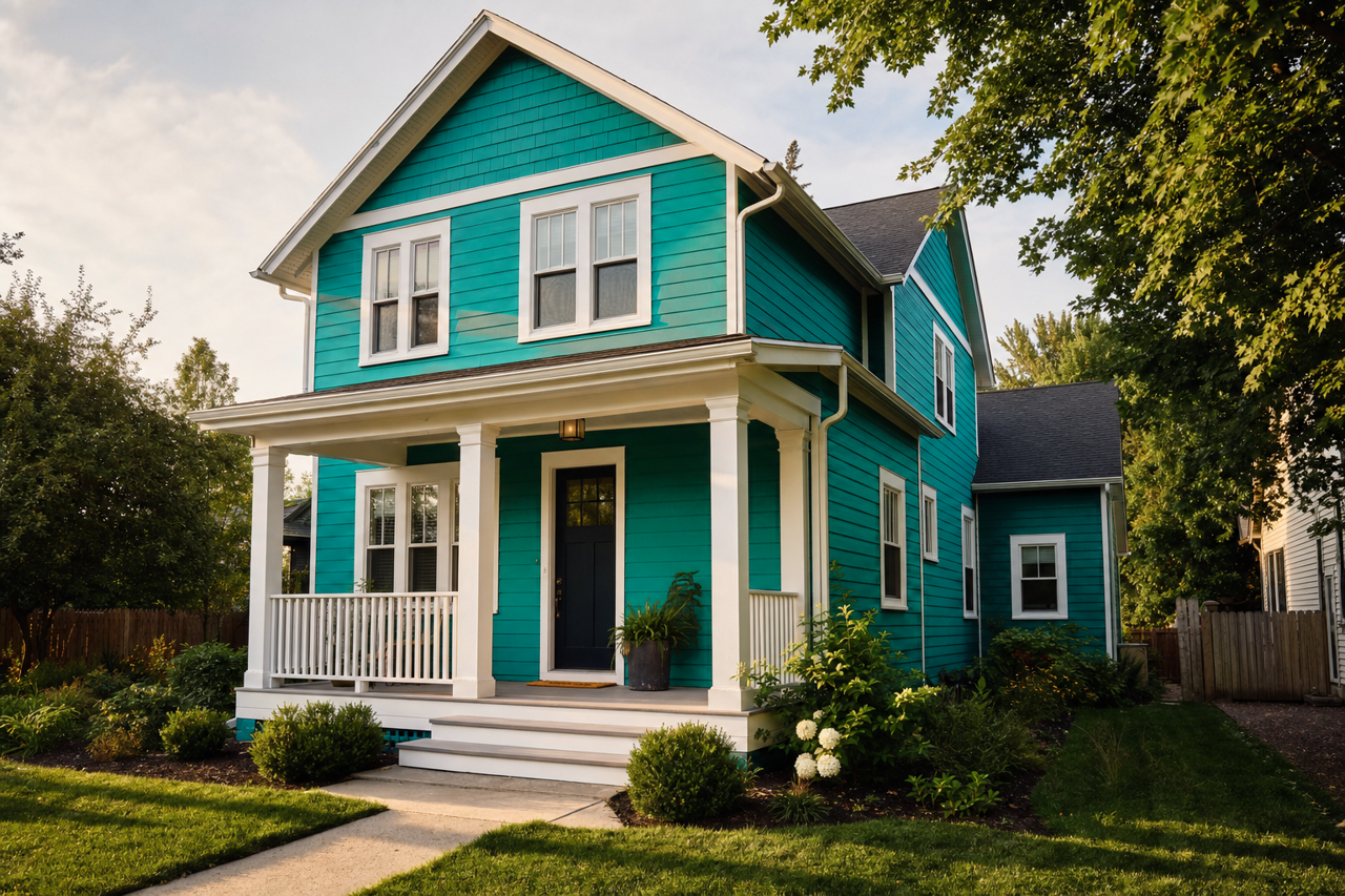 Nifty Turquoise by Sherwin-Williams on exterior