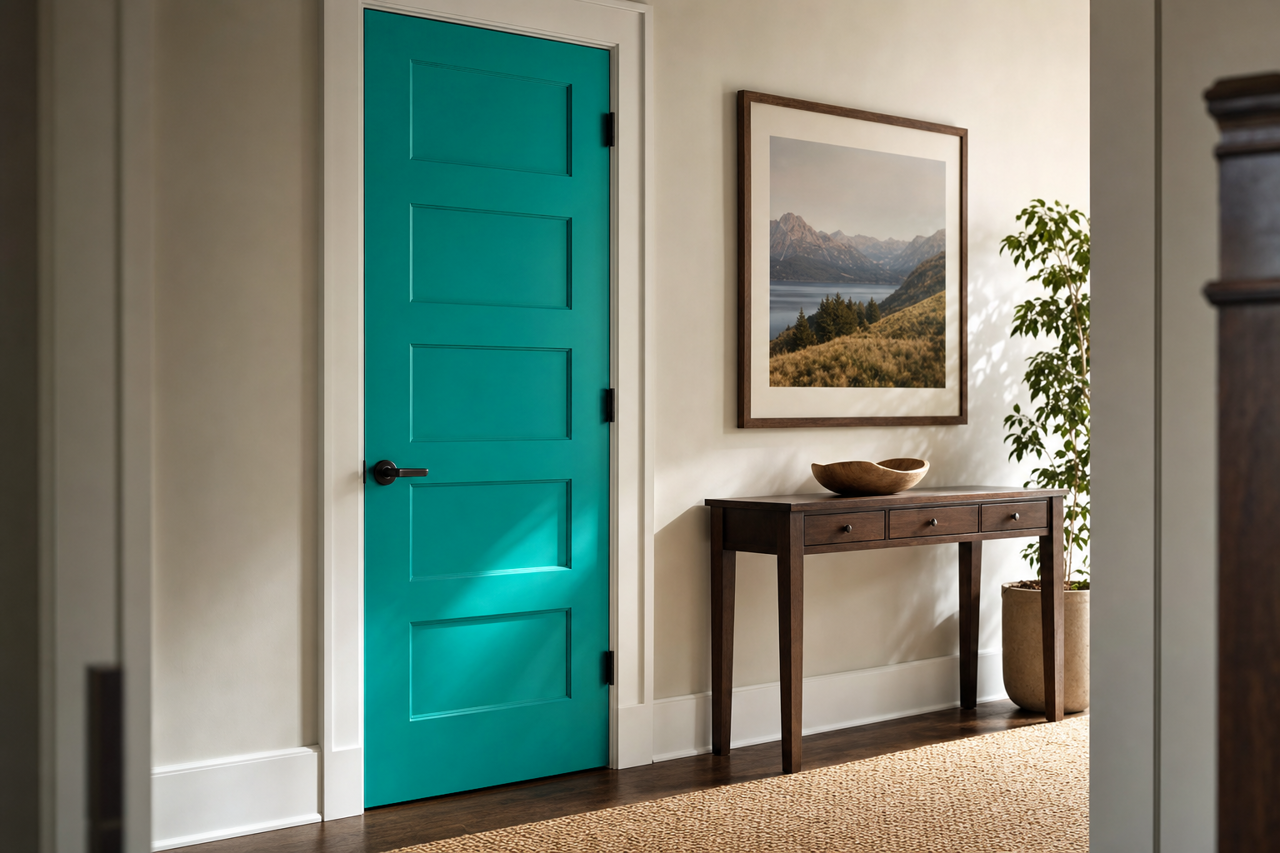 Nifty Turquoise by Sherwin-Williams on interior-doors