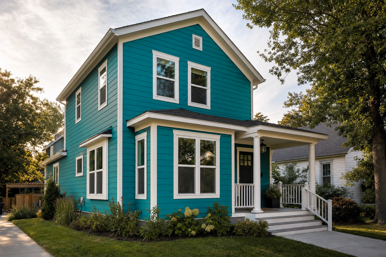 Intense Teal by Sherwin-Williams on exterior