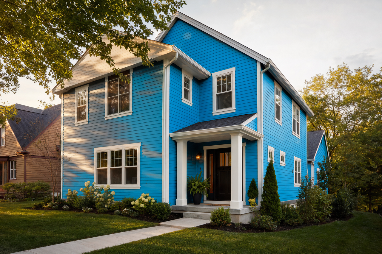 Dynamic Blue by Sherwin-Williams on exterior