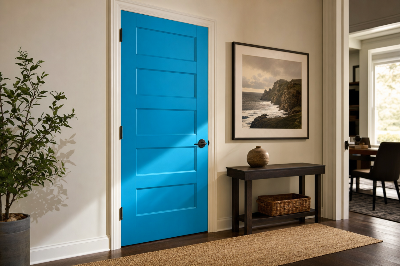 Dynamic Blue by Sherwin-Williams on interior-doors