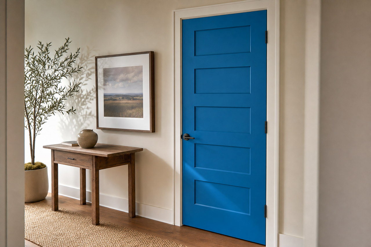 Hyper Blue by Sherwin-Williams on interior-doors