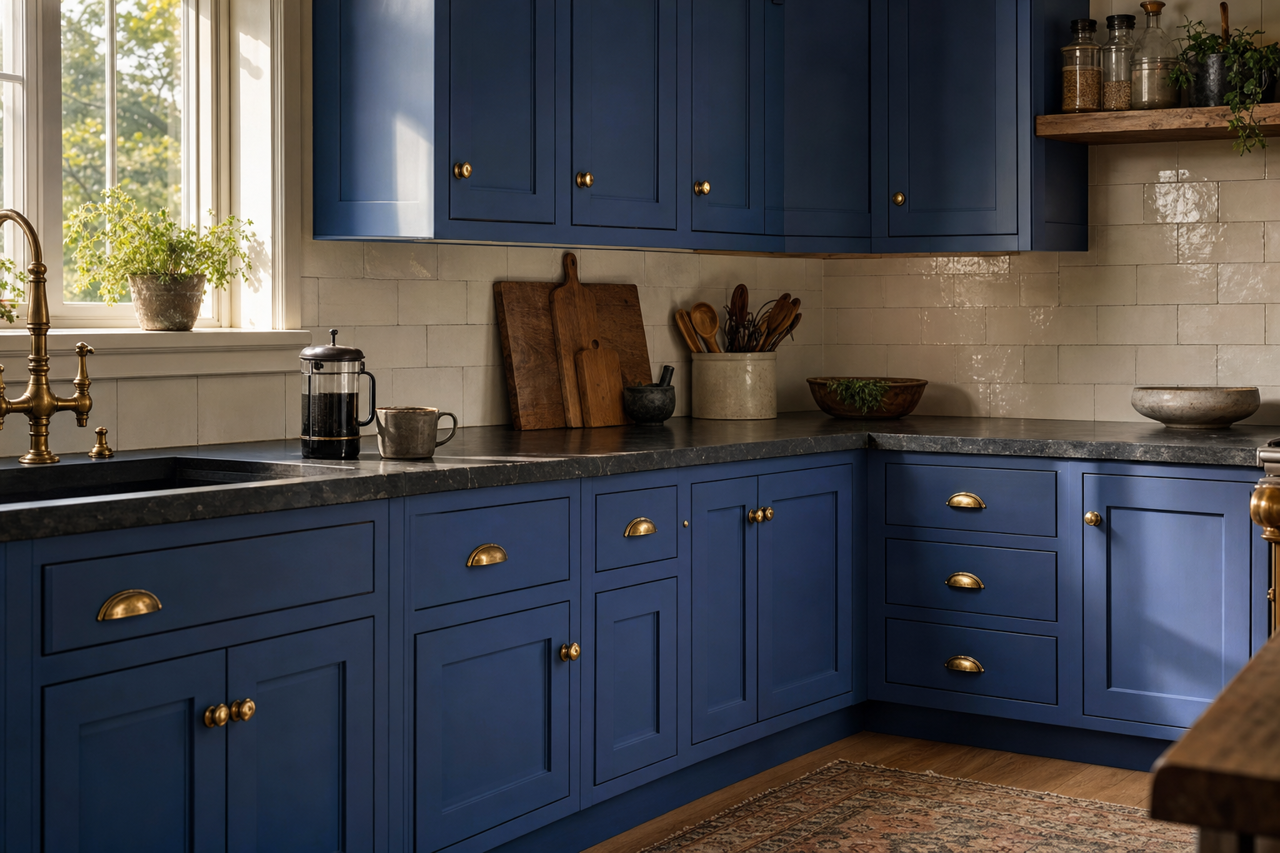 Morning Glory by Sherwin-Williams on cabinets