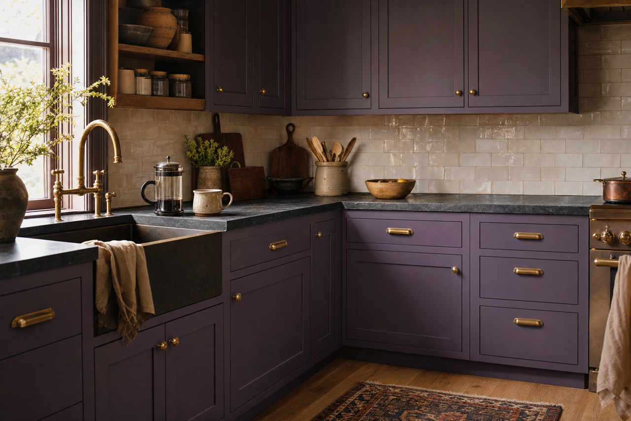 African Violet by Sherwin-Williams on cabinets