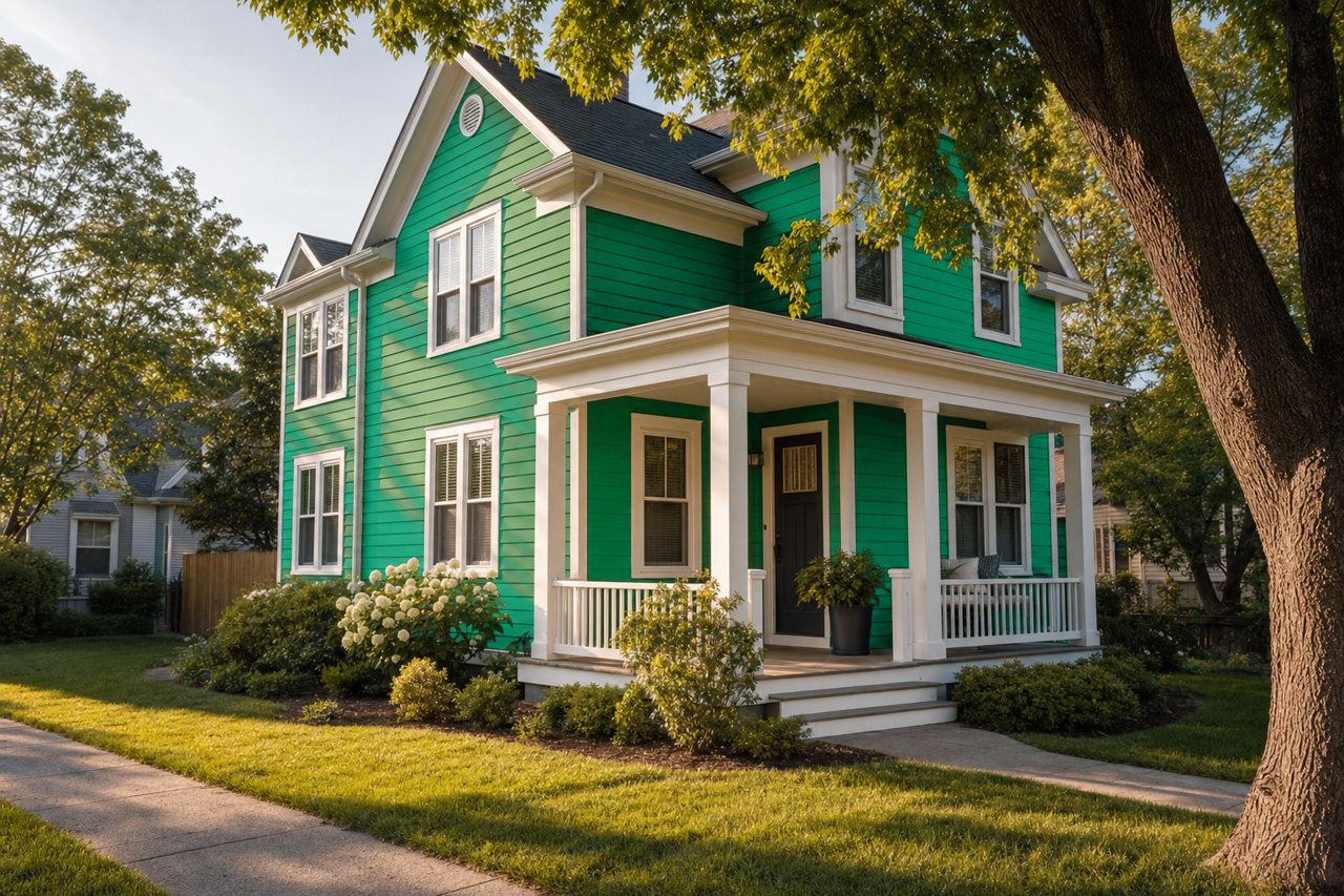 Jitterbug Jade by Sherwin-Williams on exterior