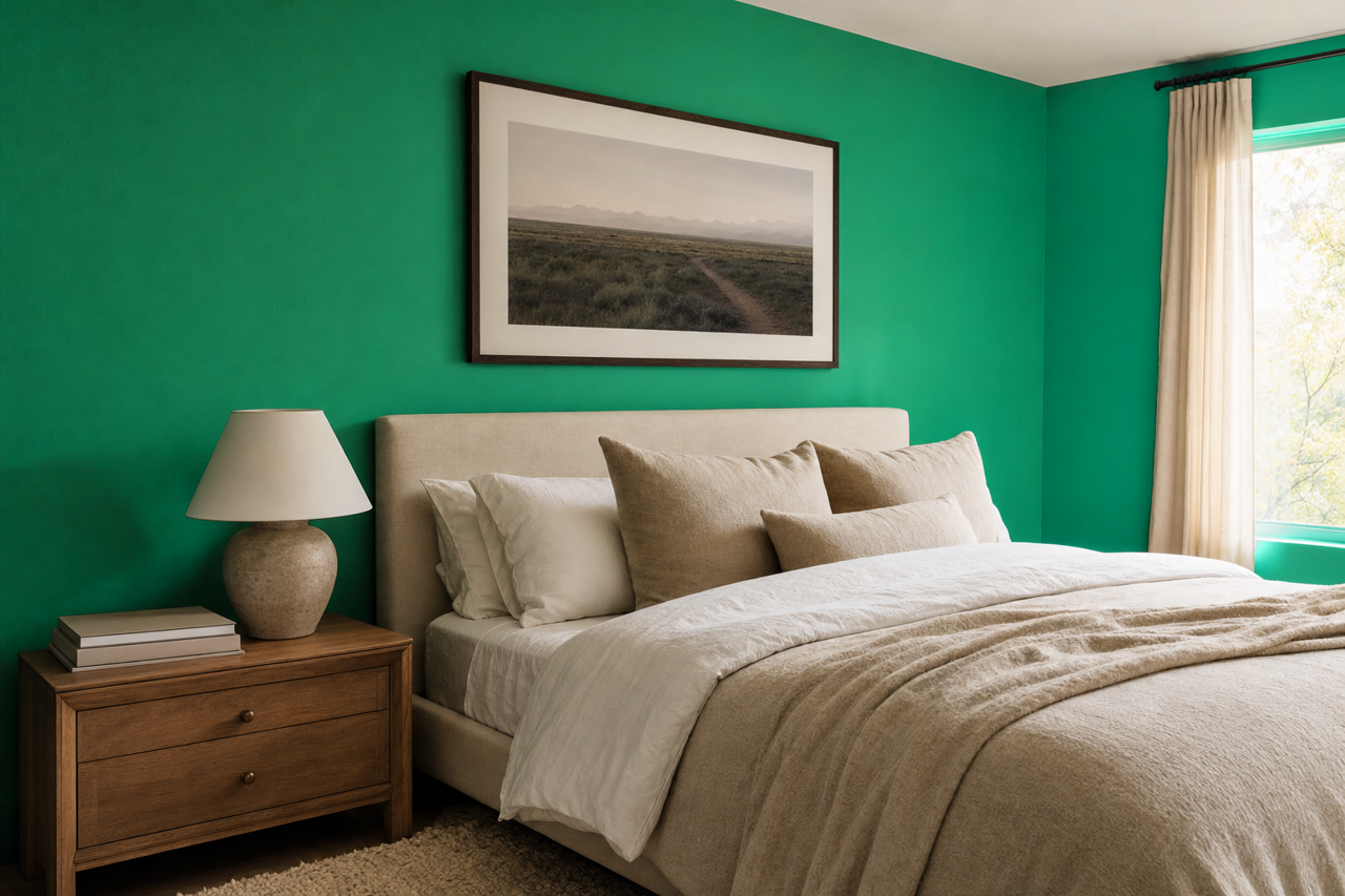 Jitterbug Jade by Sherwin-Williams on interiors