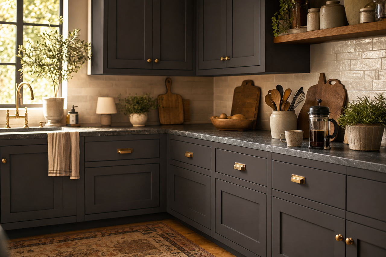 Bohemian Black by Sherwin-Williams on cabinets
