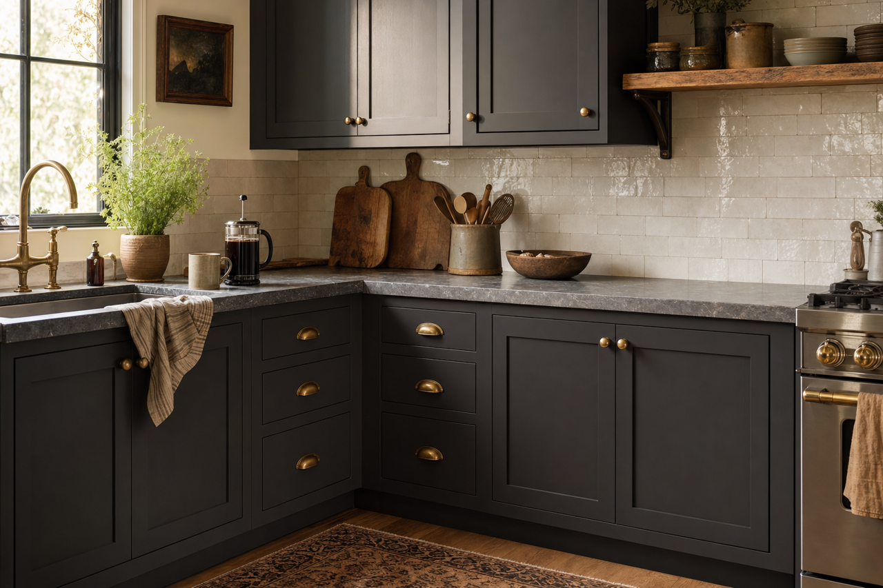 Caviar by Sherwin-Williams on cabinets