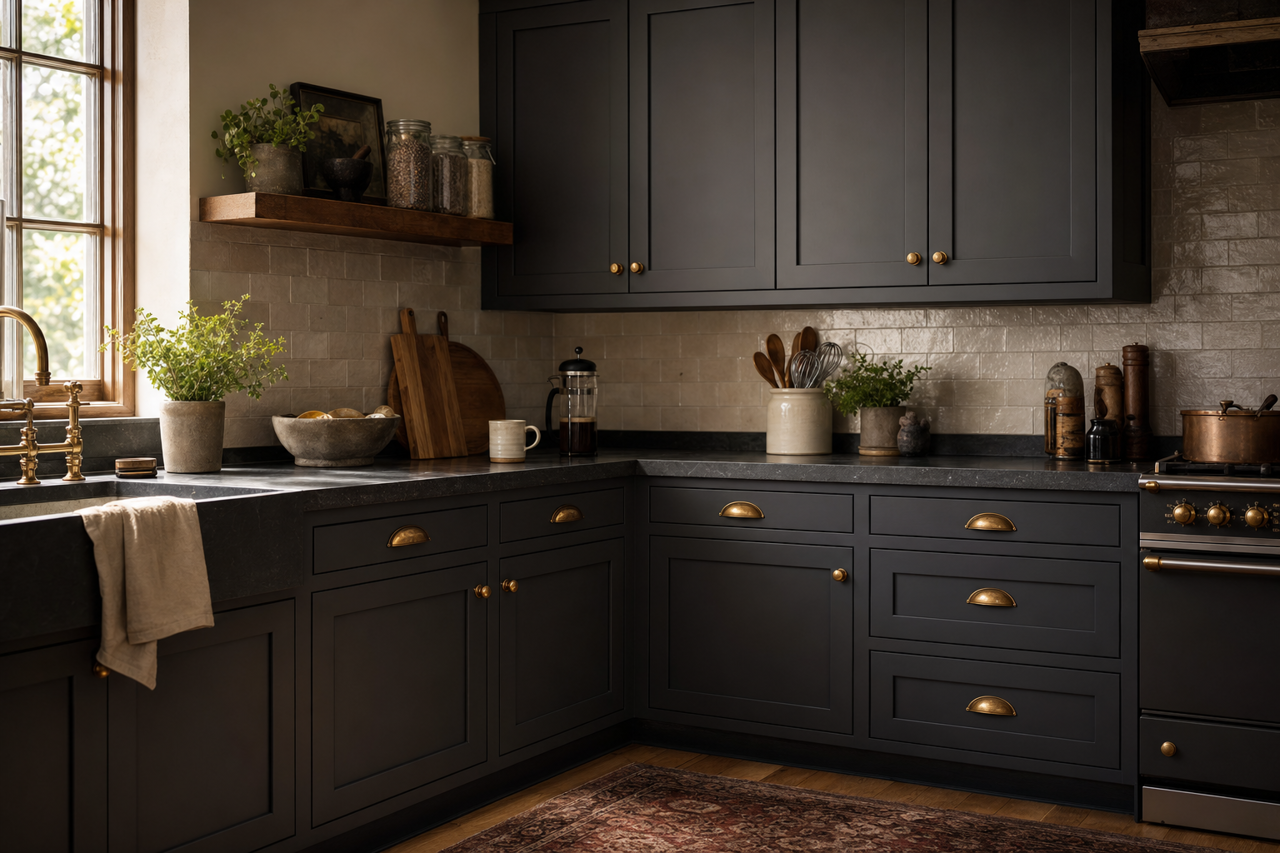 Inkwell by Sherwin-Williams on cabinets