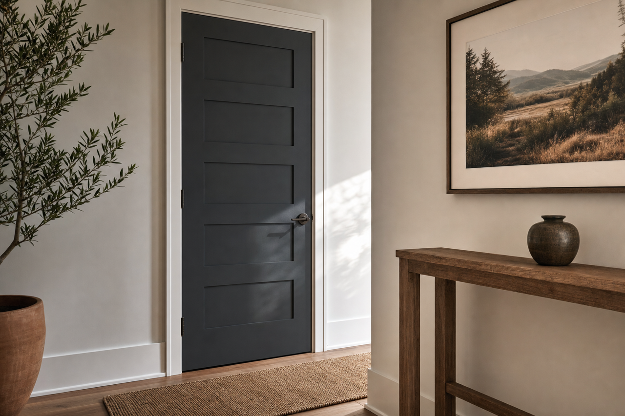 Greenblack by Sherwin-Williams on interior-doors