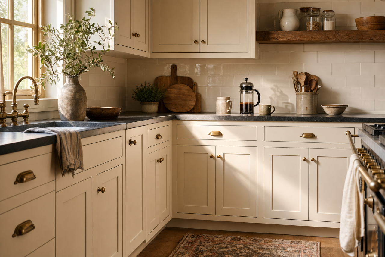 Marshmallow by Sherwin-Williams on cabinets