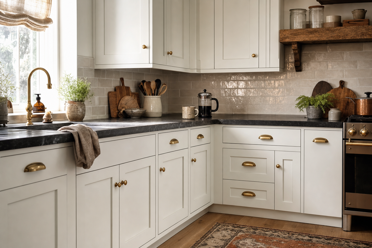 Ceiling Bright White by Sherwin-Williams on cabinets