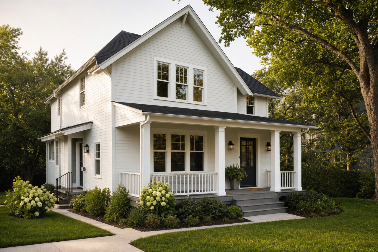 Ceiling Bright White by Sherwin-Williams on exterior