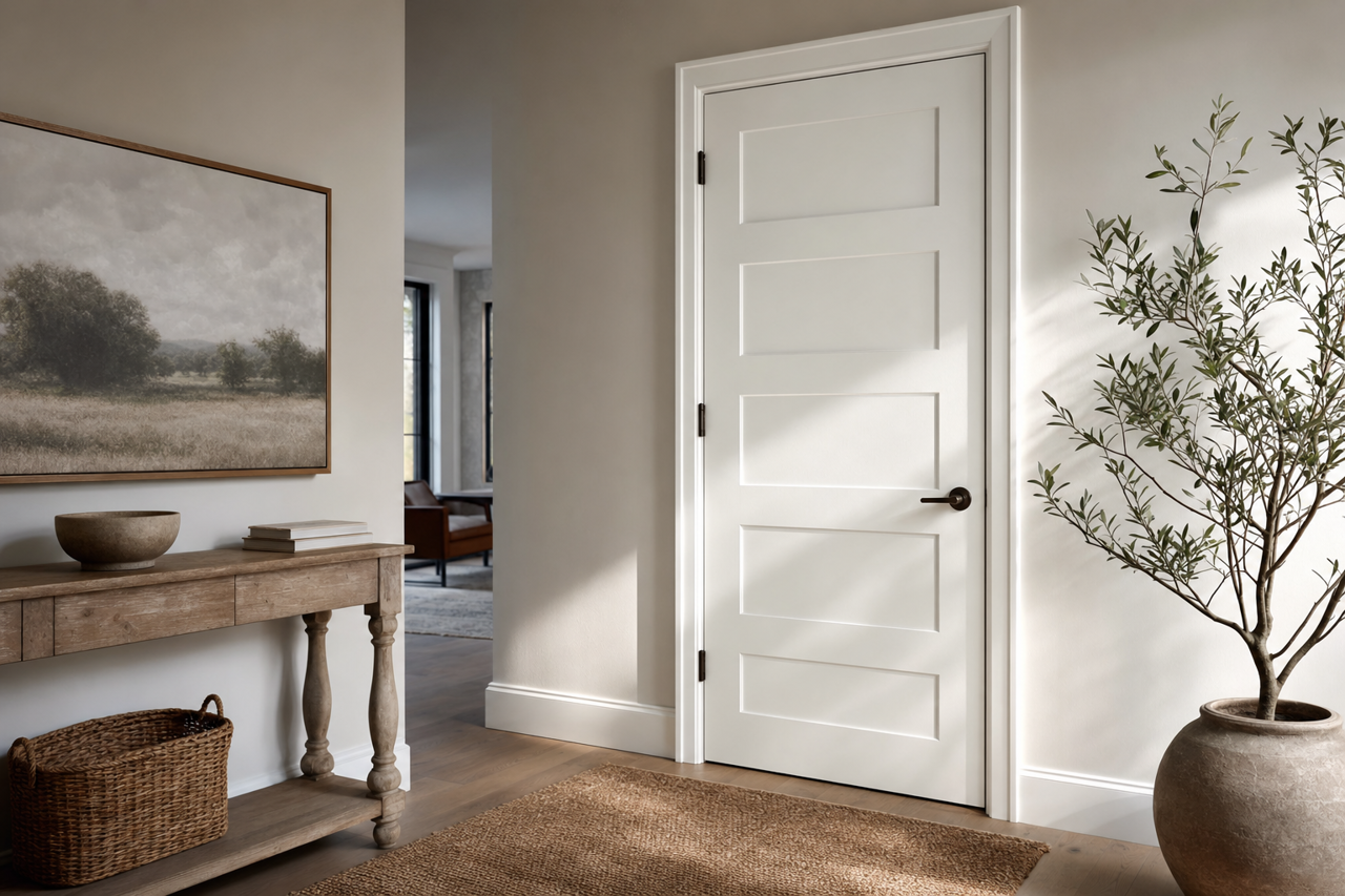 Ceiling Bright White by Sherwin-Williams on interior-doors
