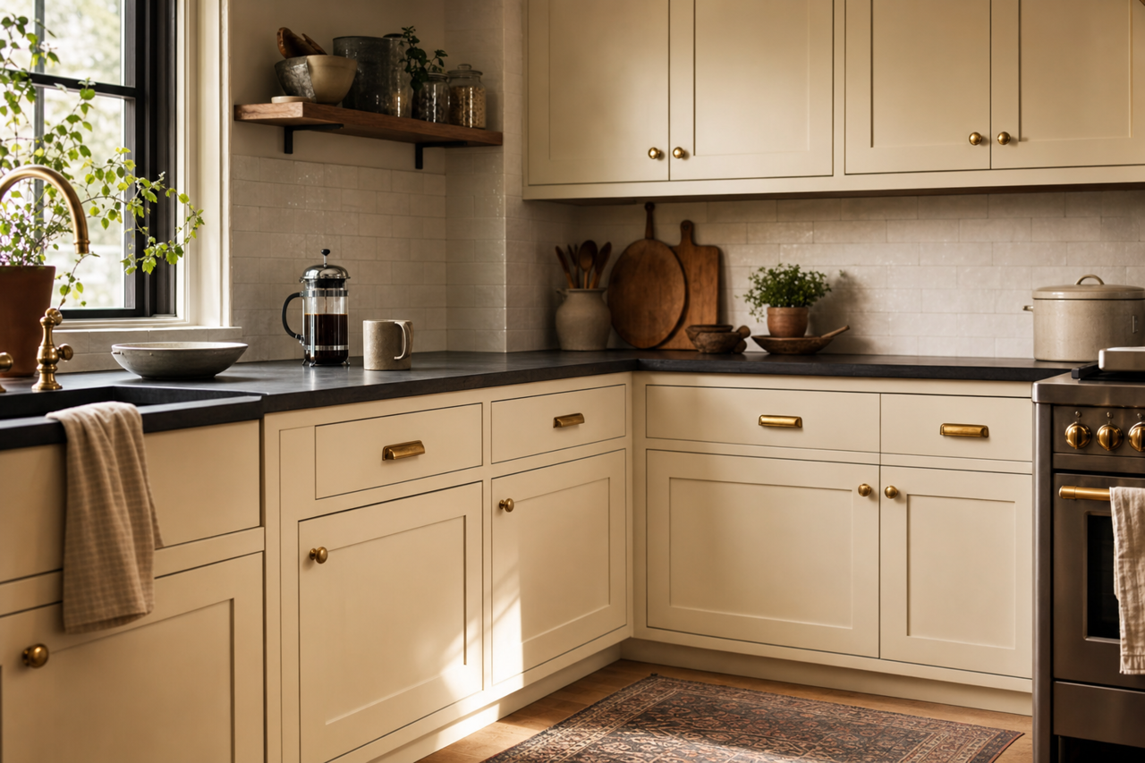 White Duck by Sherwin-Williams on cabinets