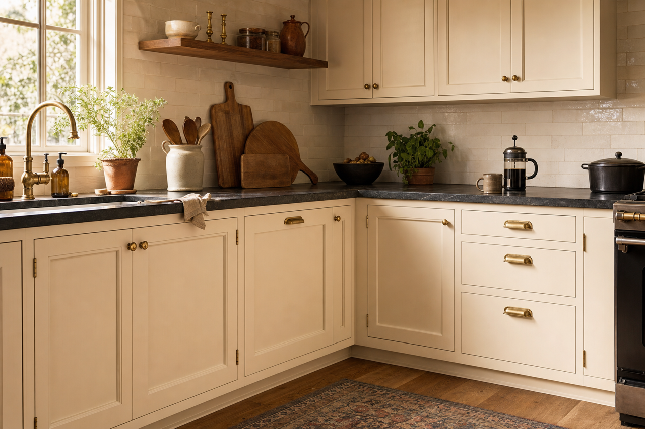 Ivory Lace by Sherwin-Williams on cabinets
