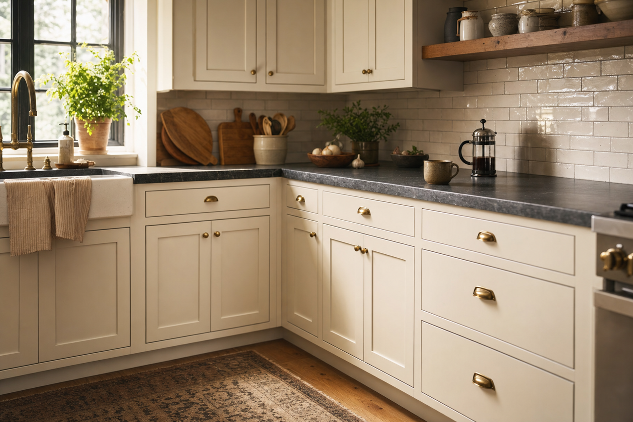 Eider White by Sherwin-Williams on cabinets
