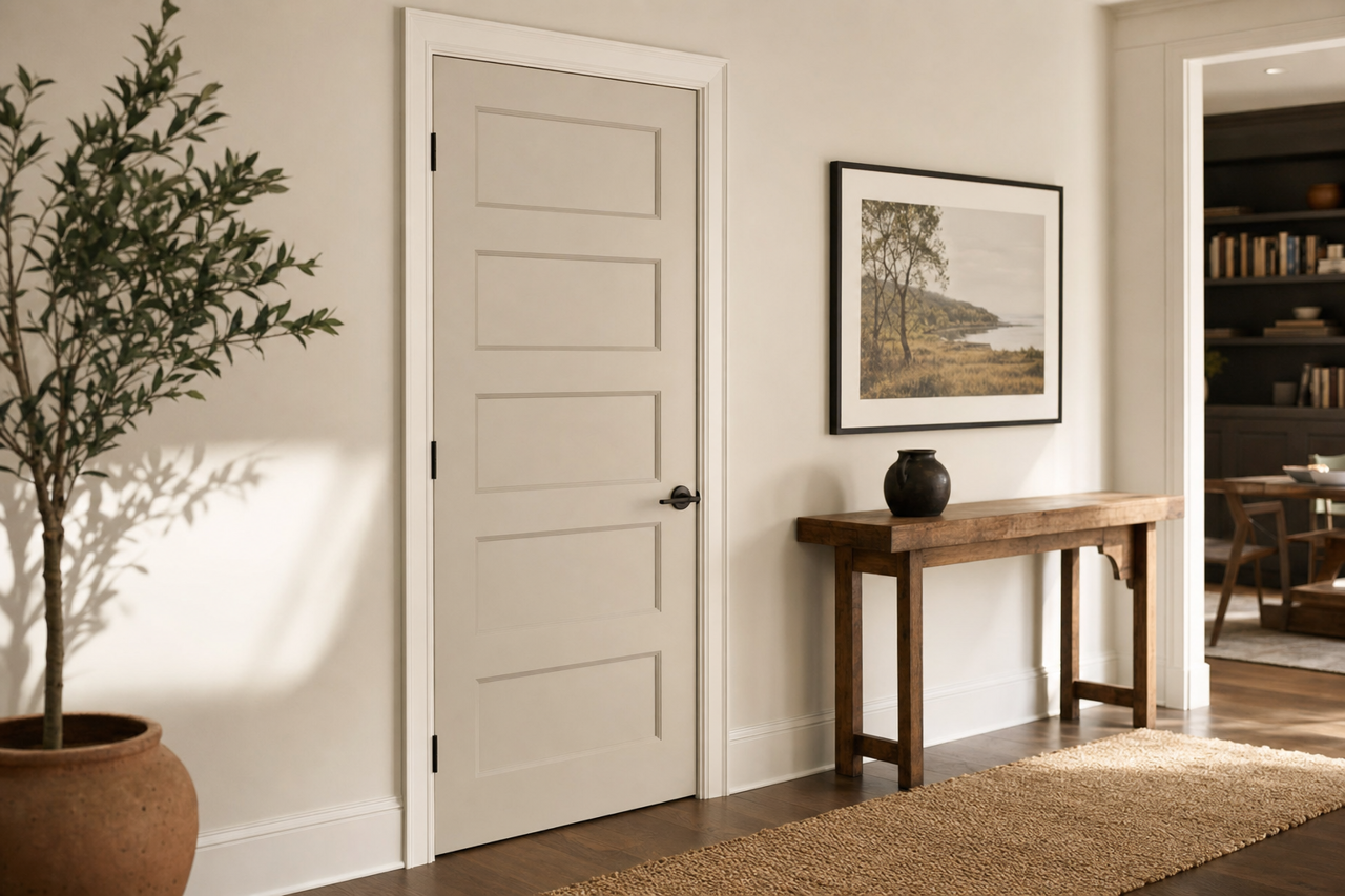 Repose Gray by Sherwin-Williams on interior-doors