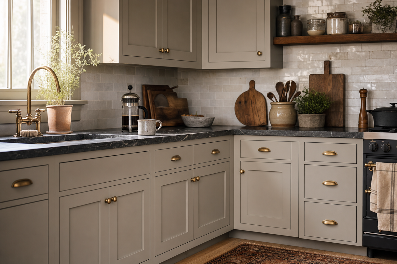 Dorian Gray by Sherwin-Williams on cabinets