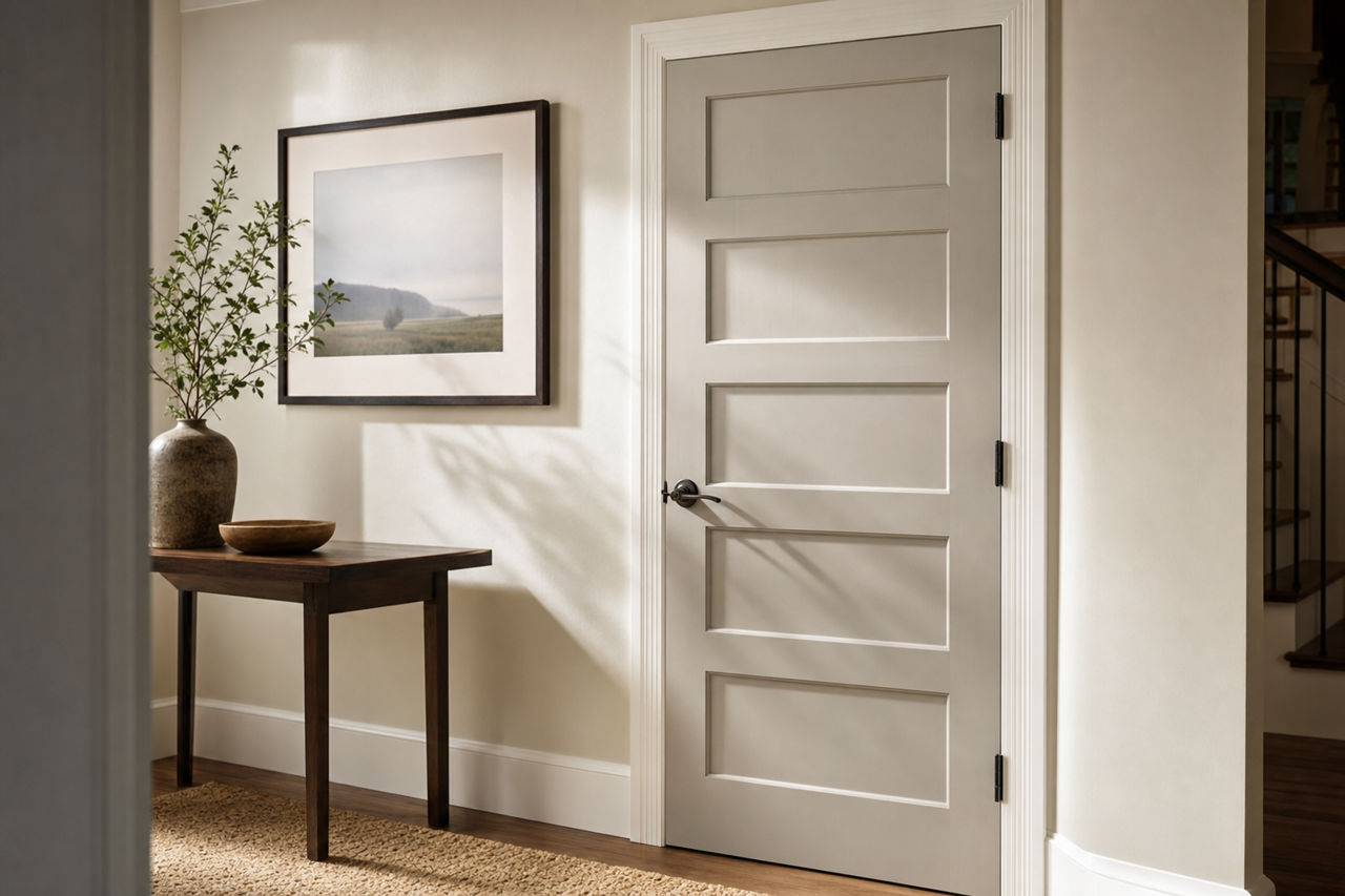 Dorian Gray by Sherwin-Williams on interior-doors