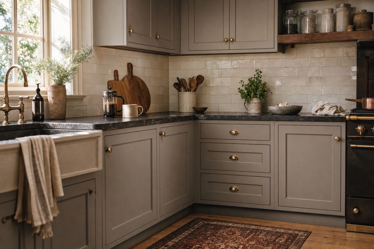 Dovetail by Sherwin-Williams on cabinets
