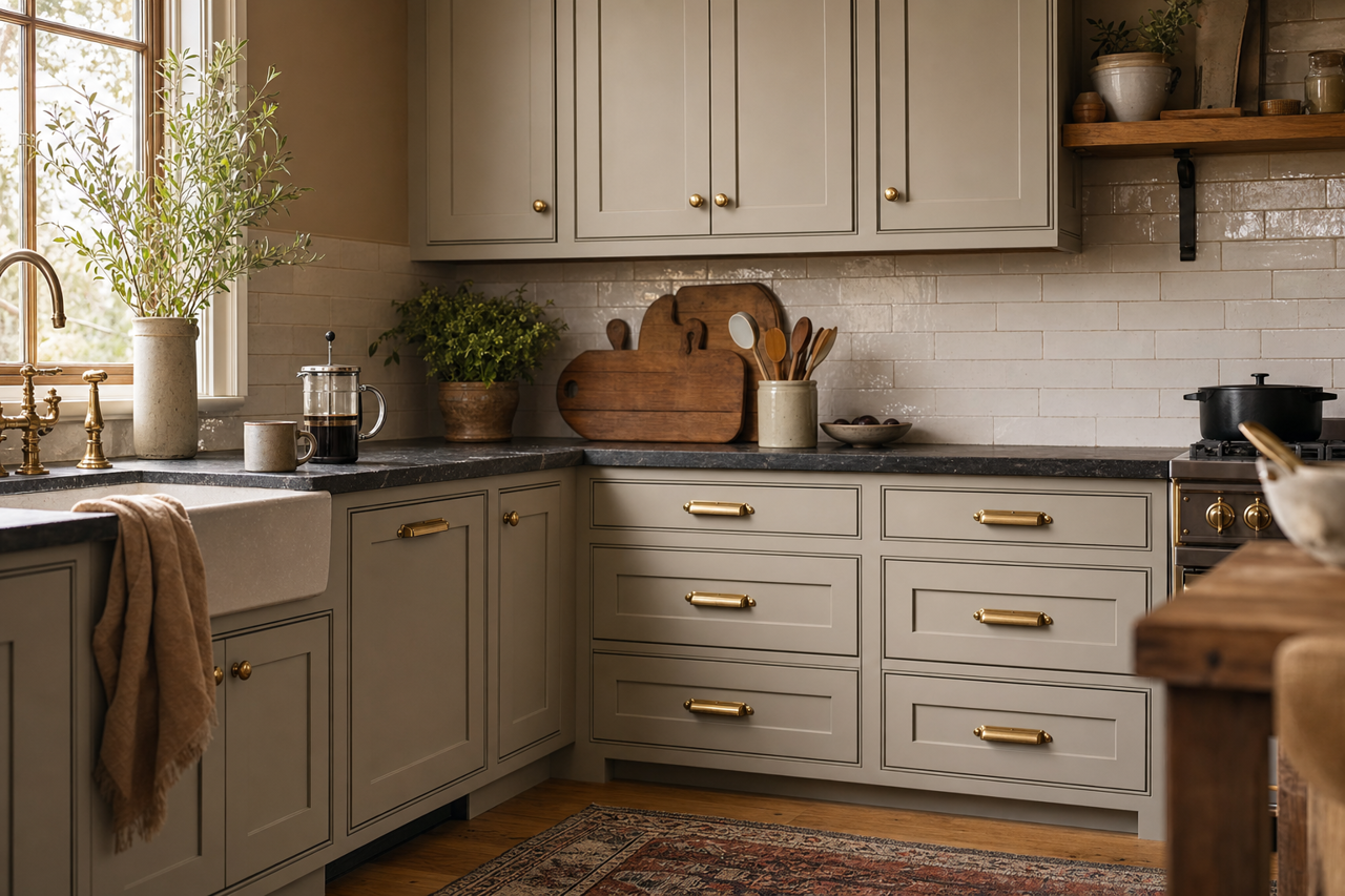 Functional Gray by Sherwin-Williams on cabinets