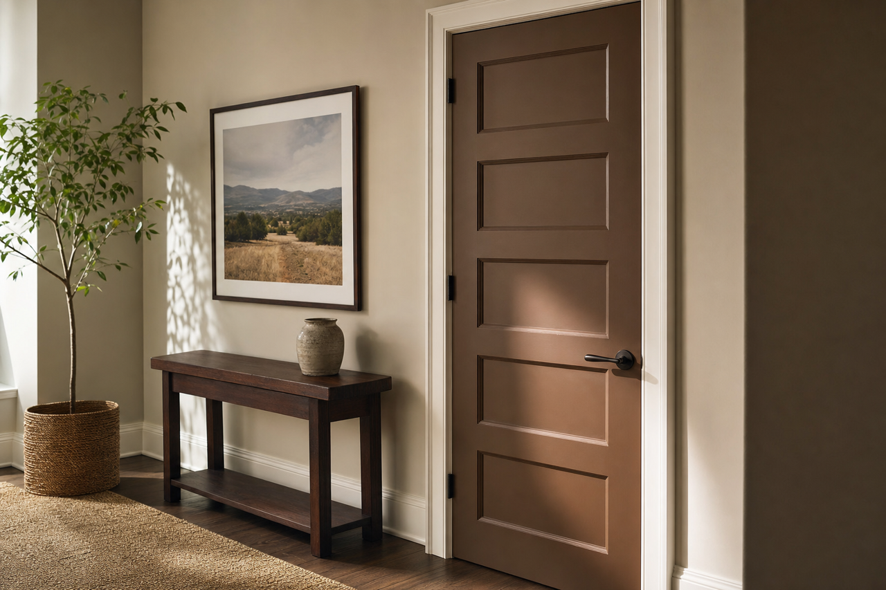 Well‐Bred Brown by Sherwin-Williams on interior-doors