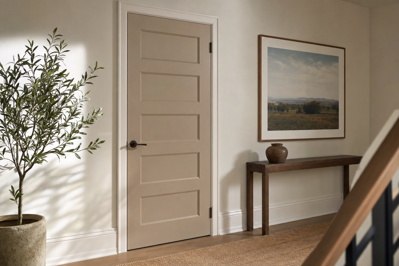 Mega Greige by Sherwin-Williams on interior-doors