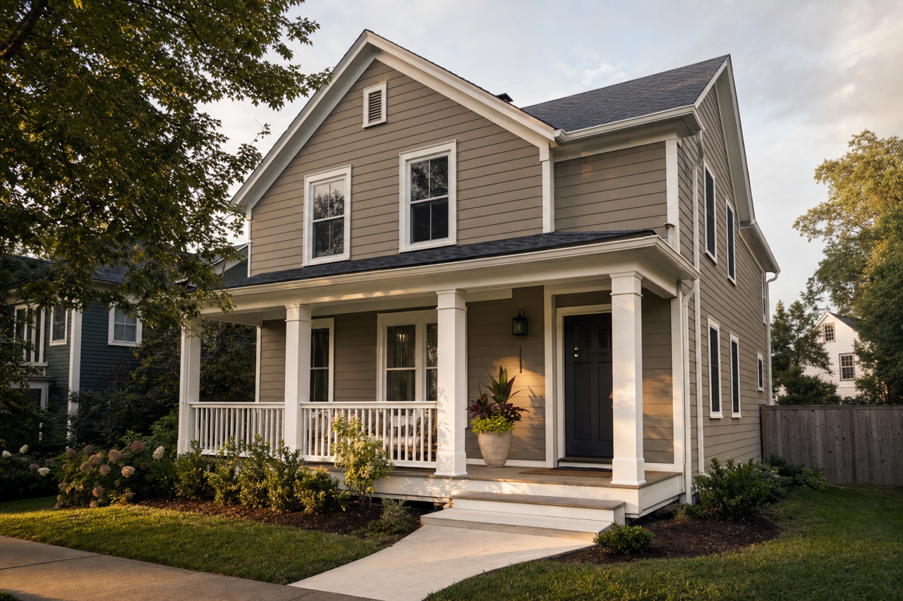 Warm Stone by Sherwin-Williams on exterior