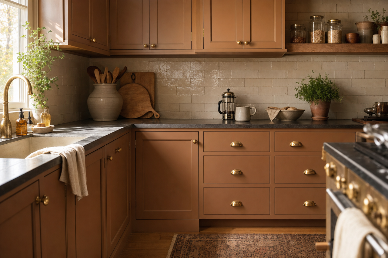 Brainstorm Bronze by Sherwin-Williams on cabinets