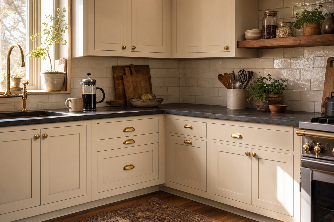 Accessible Beige by Sherwin-Williams on cabinets