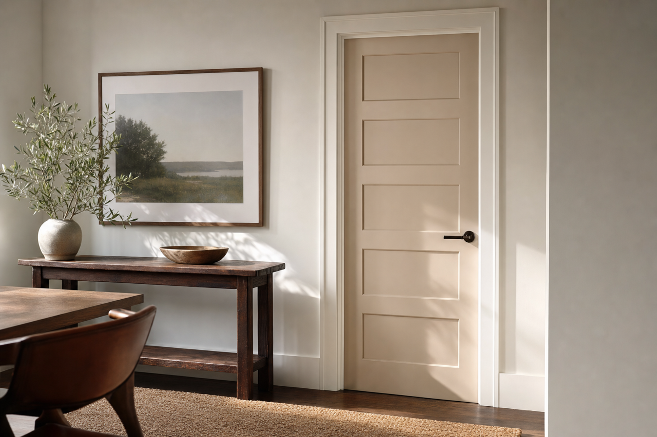 Balanced Beige by Sherwin-Williams on interior-doors
