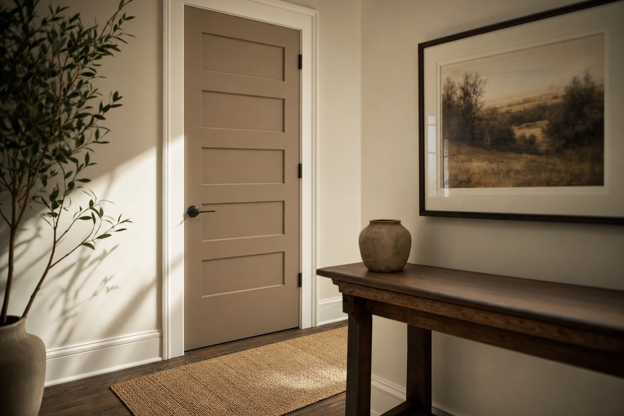 Virtual Taupe by Sherwin-Williams on interior-doors