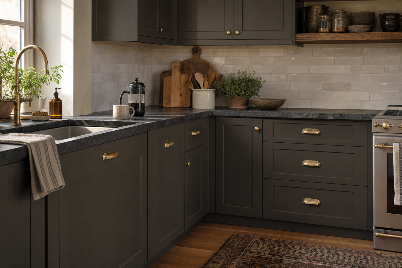 Urbane Bronze by Sherwin-Williams on cabinets