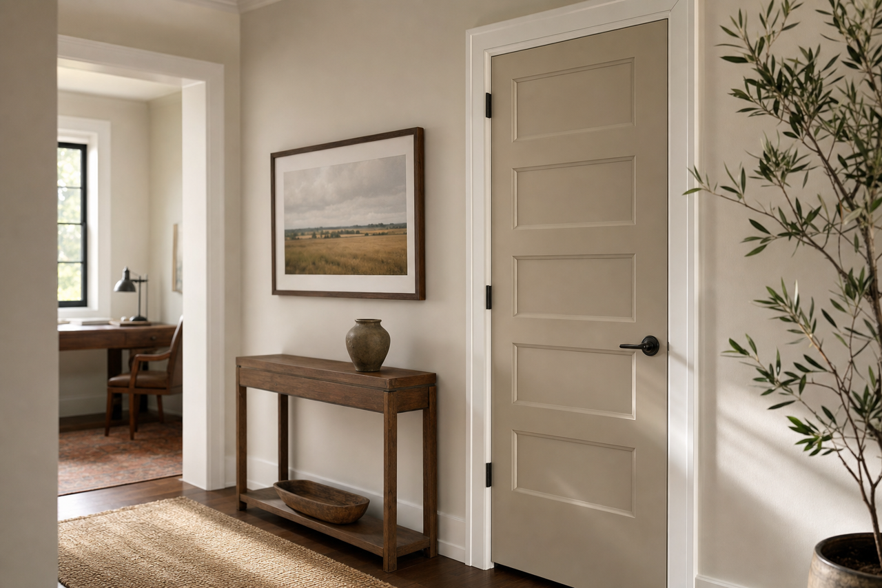 Gray Area by Sherwin-Williams on interior-doors