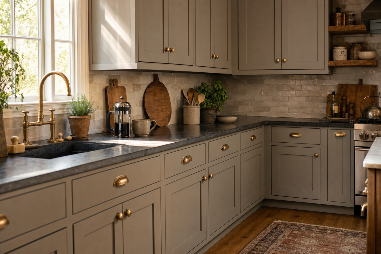 Adaptive Shade by Sherwin-Williams on cabinets