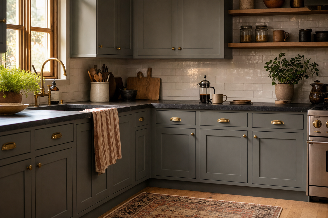 Night Owl by Sherwin-Williams on cabinets