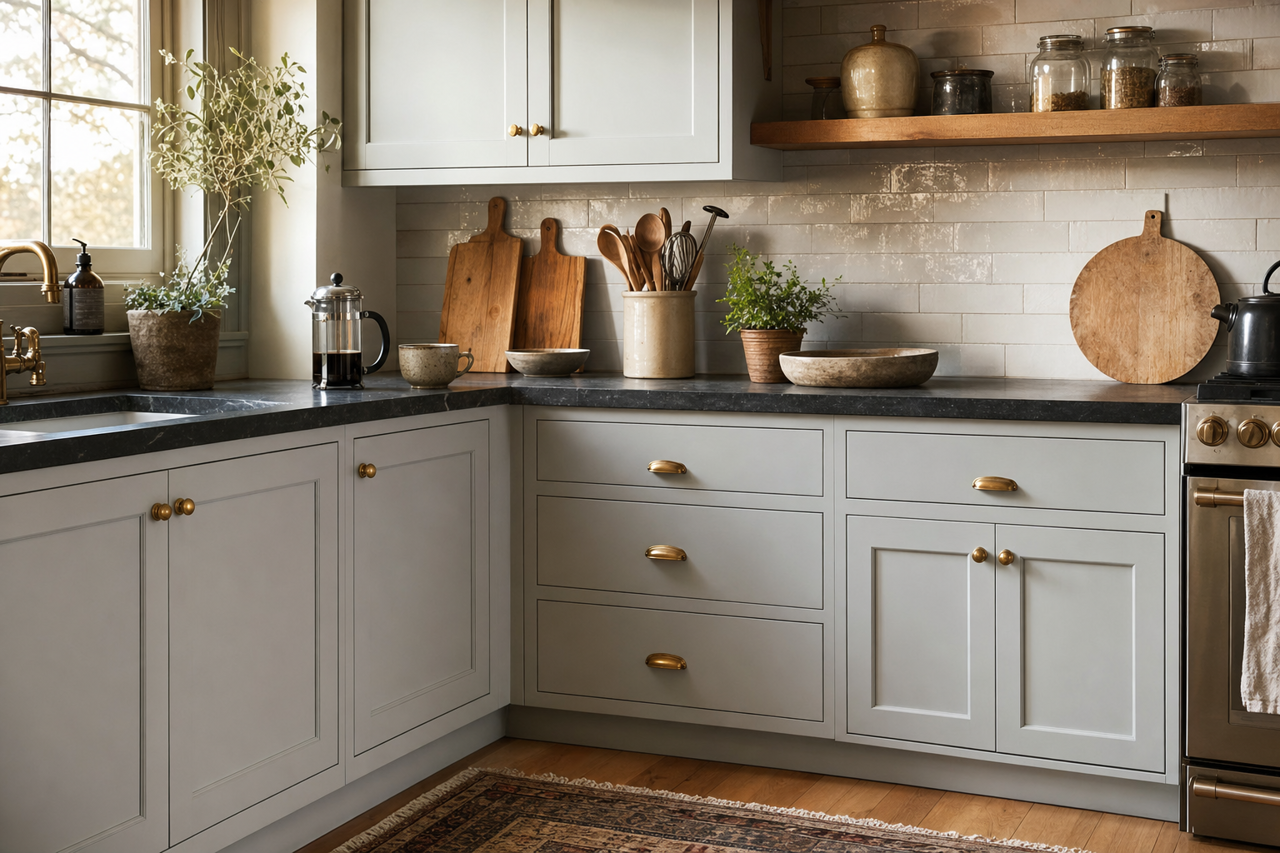 Gray Screen by Sherwin-Williams on cabinets